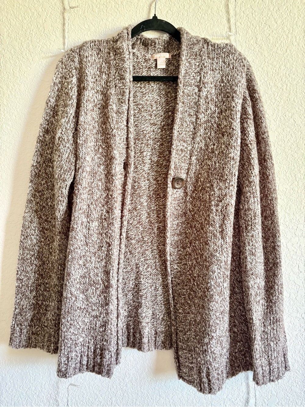 Taupe Open-Front Knit Cardigan Sweater